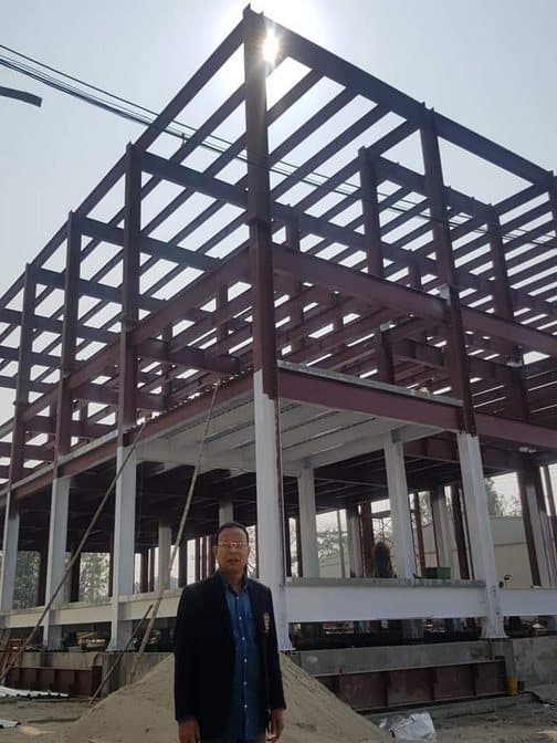 Steel frame building under construction
